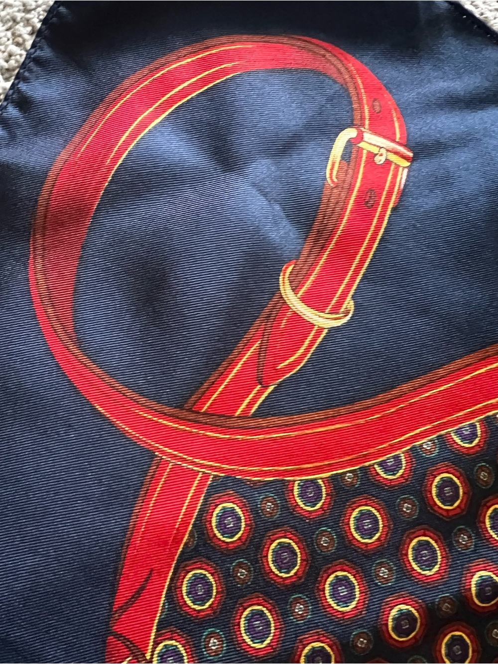 Echo Navy Silk Dog Print Square Scarf Italy Vintage Equestrian Luxury - Picture 12 of 16